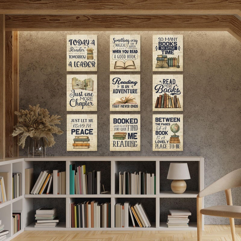 Pajean 9 Pcs Vintage Reading Posters for Library Reading Comprehension Posters Classroom Chalkboard Decor Book Bulletin Board Set Library Corner Wall Art for Elementary Middle High School Decorations - Image 5